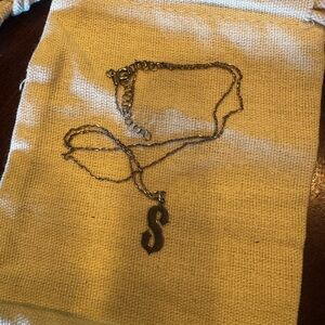 Sterling Silver Letter 'S' Pendant Necklace - Silver